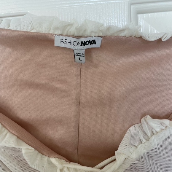 Fashion Nova long sleeve sheer white ruched crop top with ties | XL - Picture 4 of 4